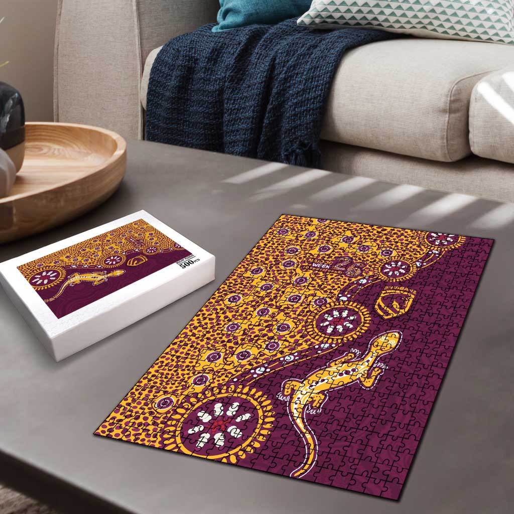 Brisbane Broncos NAIDOC Week 2026 Puzzle Aboriginal Lizard Dot Painting - 50 Years of Deadly