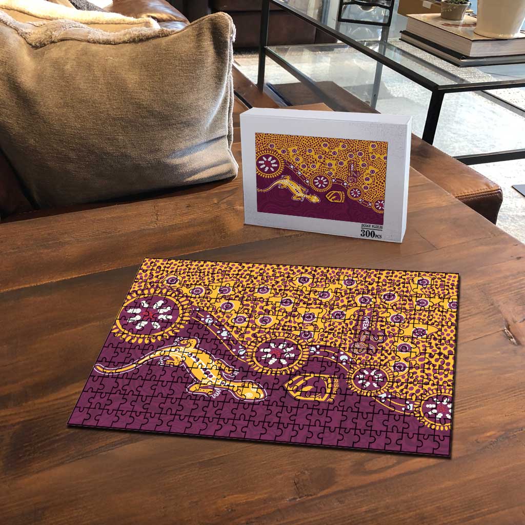 Brisbane Broncos NAIDOC Week 2026 Puzzle Aboriginal Lizard Dot Painting - 50 Years of Deadly
