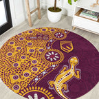 Brisbane Broncos NAIDOC Week 2026 Round Carpet Aboriginal Lizard Dot Painting - 50 Years of Deadly