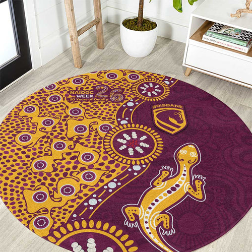 Brisbane Broncos NAIDOC Week 2026 Round Carpet Aboriginal Lizard Dot Painting - 50 Years of Deadly