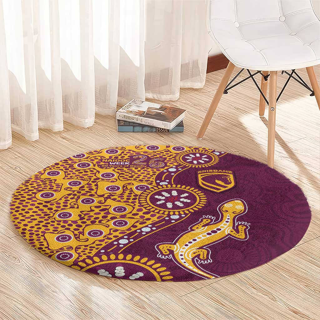 Brisbane Broncos NAIDOC Week 2026 Round Carpet Aboriginal Lizard Dot Painting - 50 Years of Deadly