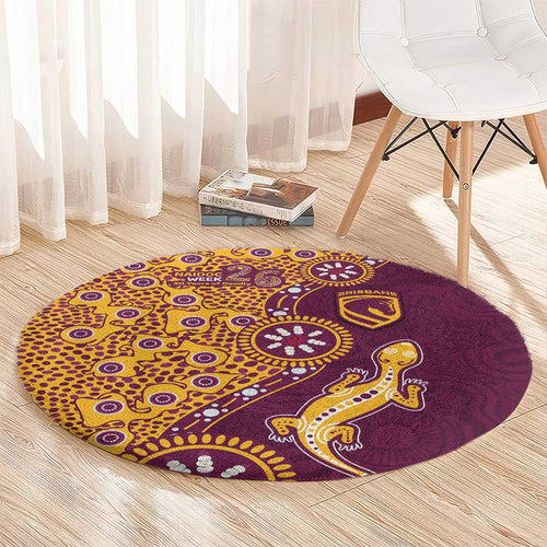 Brisbane Broncos NAIDOC Week 2026 Round Carpet Aboriginal Lizard Dot Painting - 50 Years of Deadly