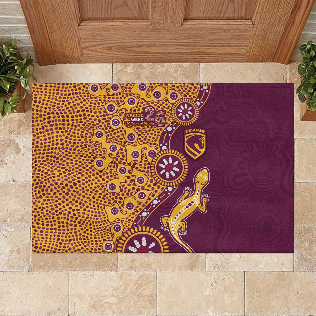 Brisbane Broncos NAIDOC Week 2026 Rubber Doormat Aboriginal Lizard Dot Painting - 50 Years of Deadly