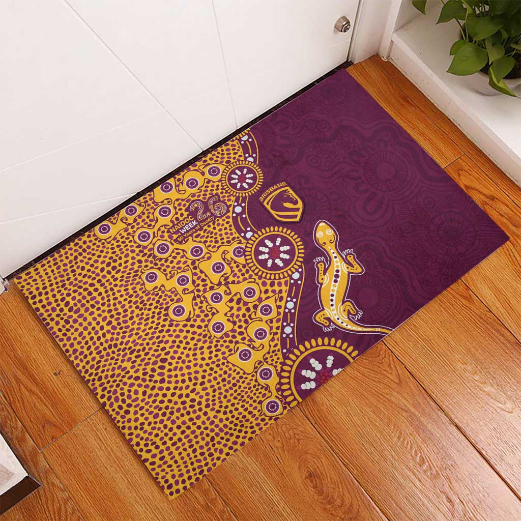 Brisbane Broncos NAIDOC Week 2026 Rubber Doormat Aboriginal Lizard Dot Painting - 50 Years of Deadly