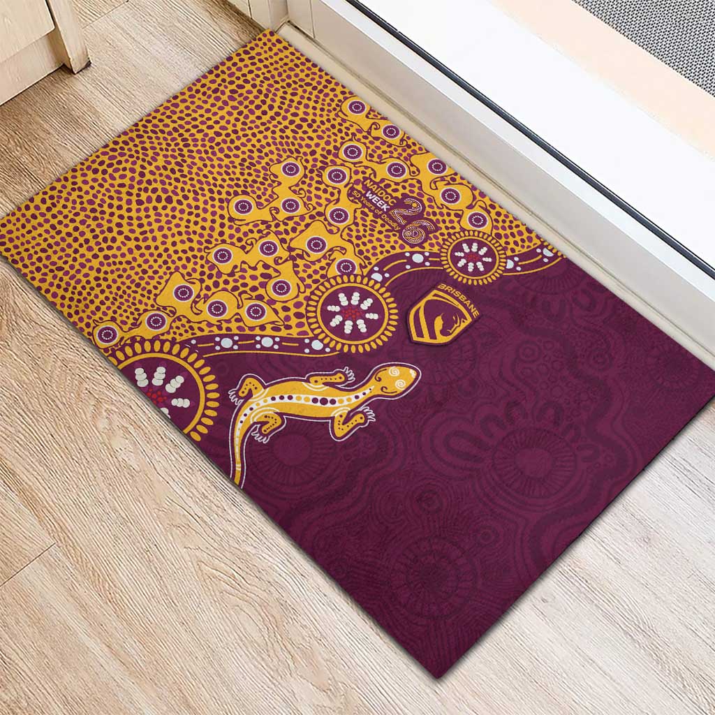 Brisbane Broncos NAIDOC Week 2026 Rubber Doormat Aboriginal Lizard Dot Painting - 50 Years of Deadly