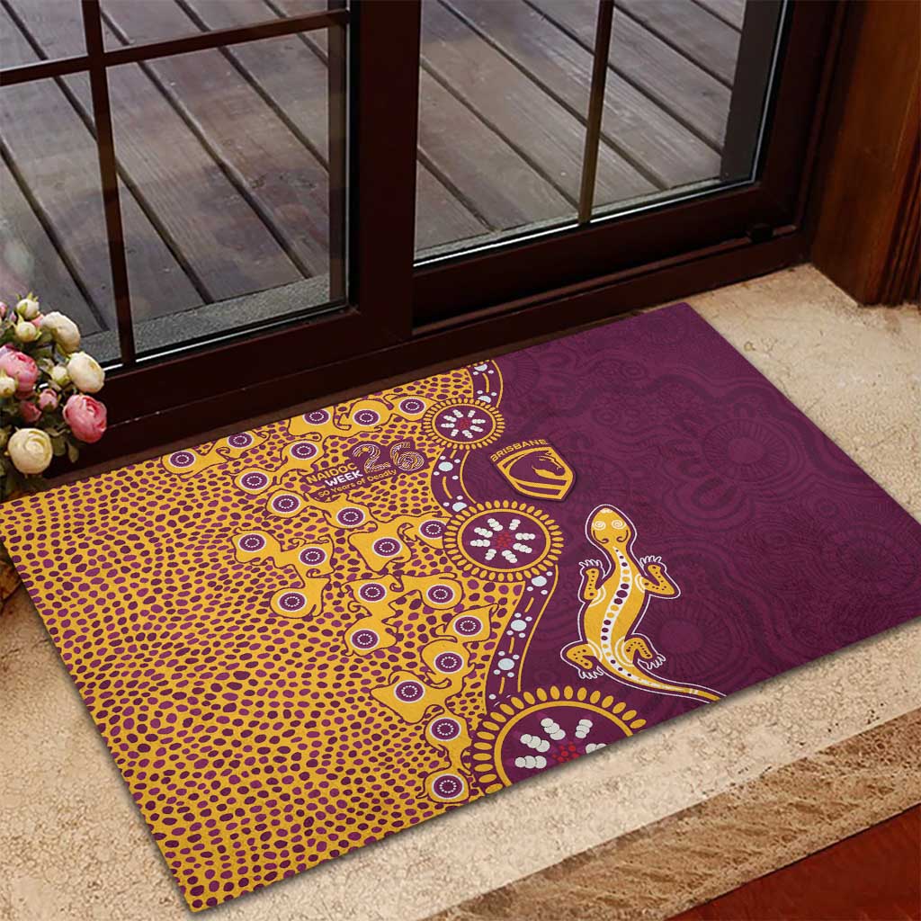 Brisbane Broncos NAIDOC Week 2026 Rubber Doormat Aboriginal Lizard Dot Painting - 50 Years of Deadly