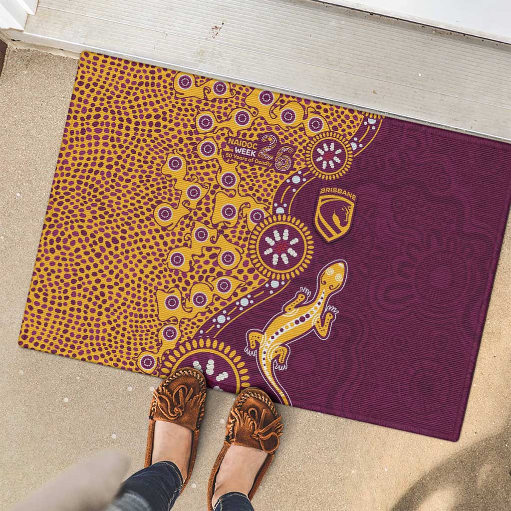 Brisbane Broncos NAIDOC Week 2026 Rubber Doormat Aboriginal Lizard Dot Painting - 50 Years of Deadly