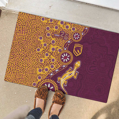 Brisbane Broncos NAIDOC Week 2026 Rubber Doormat Aboriginal Lizard Dot Painting - 50 Years of Deadly
