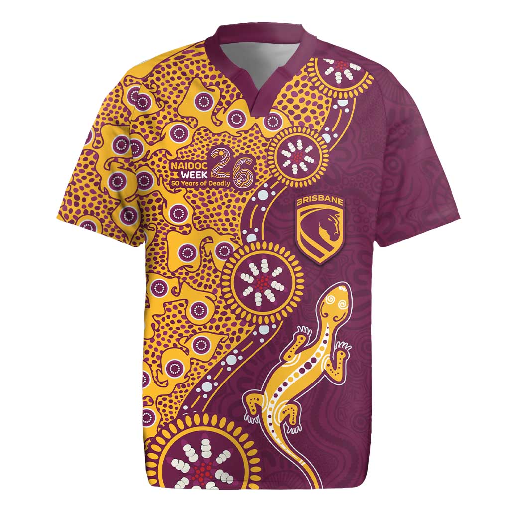 Brisbane Broncos NAIDOC Week 2026 Rugby Jersey Aboriginal Lizard Dot Painting - 50 Years of Deadly