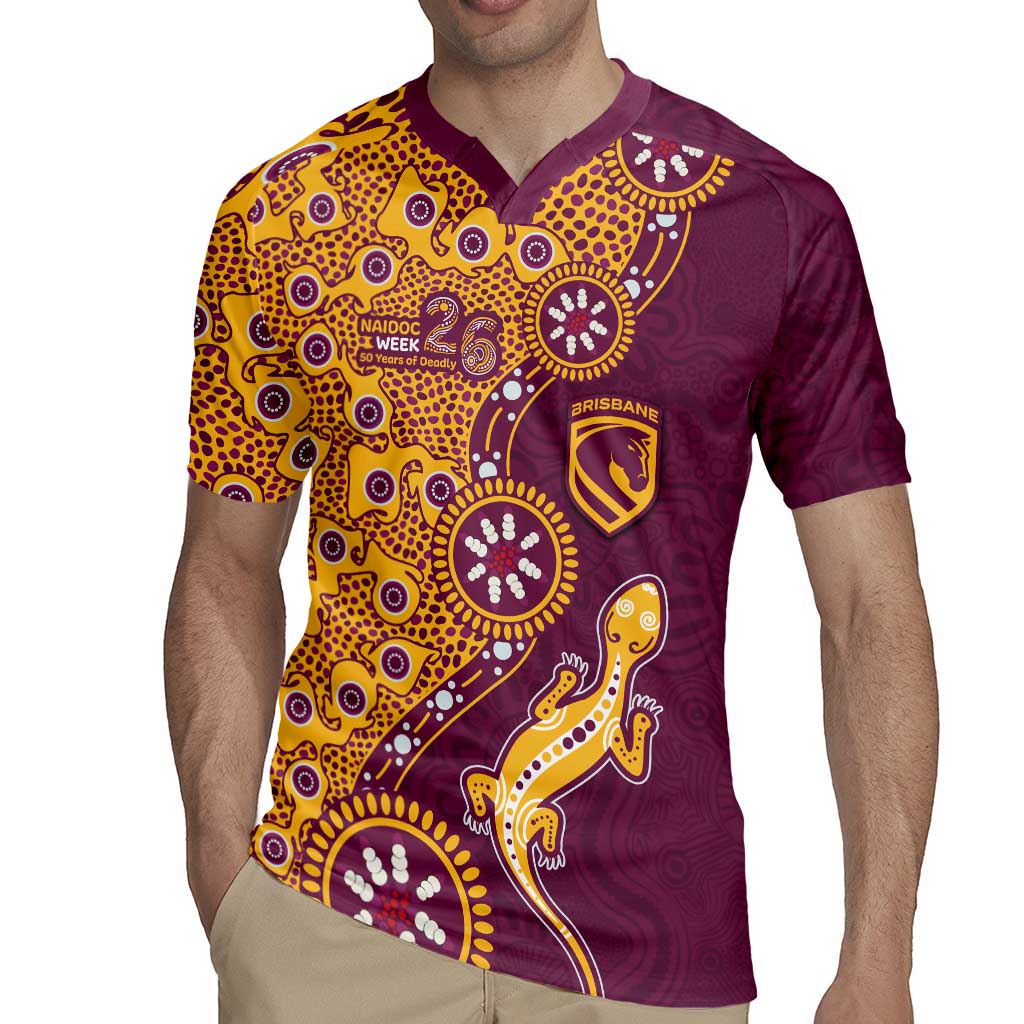 Brisbane Broncos NAIDOC Week 2026 Rugby Jersey Aboriginal Lizard Dot Painting - 50 Years of Deadly