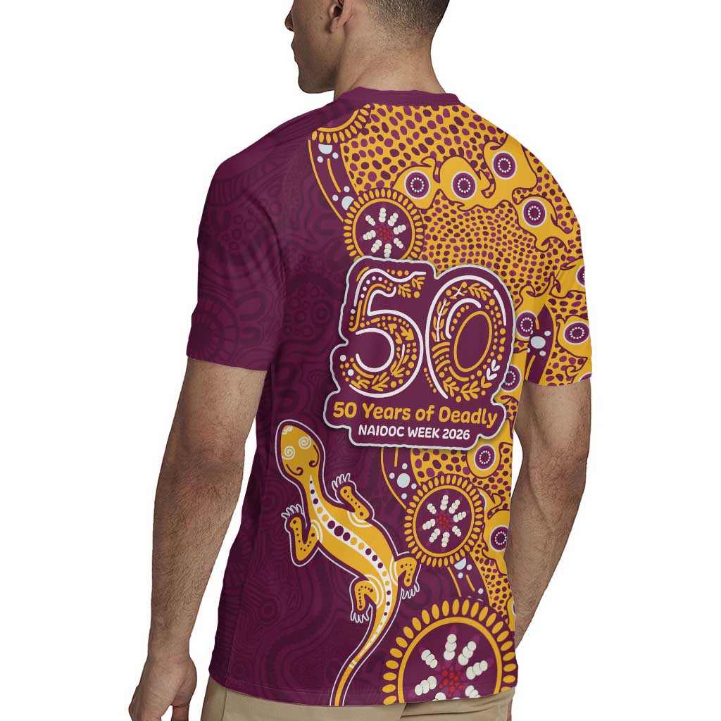 Brisbane Broncos NAIDOC Week 2026 Rugby Jersey Aboriginal Lizard Dot Painting - 50 Years of Deadly