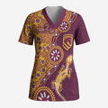 Brisbane Broncos NAIDOC Week 2026 Scrub Top Aboriginal Lizard Dot Painting - 50 Years of Deadly