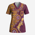 Brisbane Broncos NAIDOC Week 2026 Scrub Top Aboriginal Lizard Dot Painting - 50 Years of Deadly