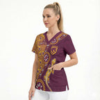 Brisbane Broncos NAIDOC Week 2026 Scrub Top Aboriginal Lizard Dot Painting - 50 Years of Deadly