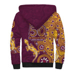 Brisbane Broncos NAIDOC Week 2026 Sherpa Hoodie Aboriginal Lizard Dot Painting - 50 Years of Deadly