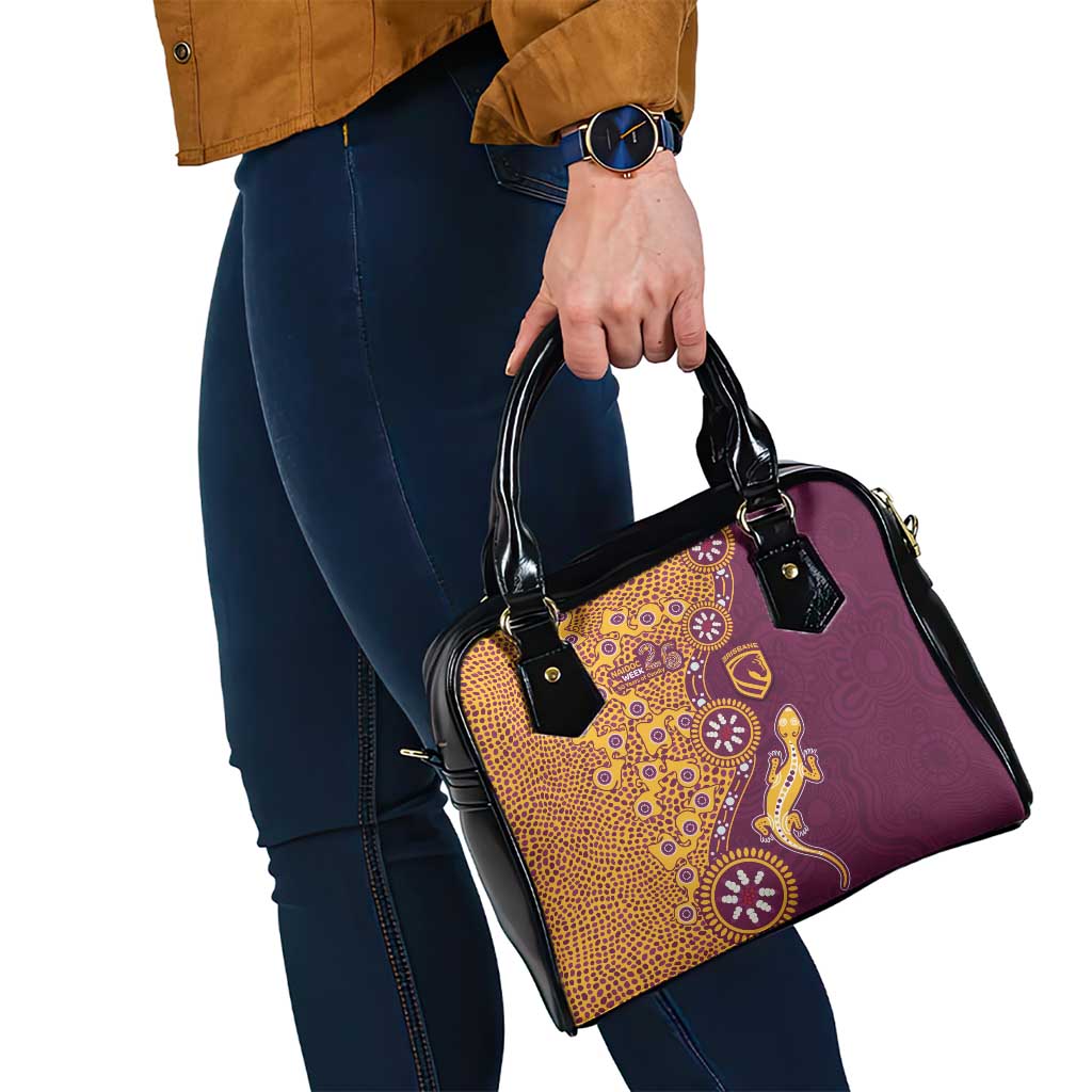 Brisbane Broncos NAIDOC Week 2026 Shoulder Handbag Aboriginal Lizard Dot Painting - 50 Years of Deadly