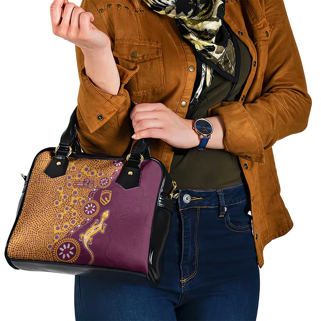 Brisbane Broncos NAIDOC Week 2026 Shoulder Handbag Aboriginal Lizard Dot Painting - 50 Years of Deadly