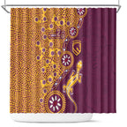 Brisbane Broncos NAIDOC Week 2026 Shower Curtain Aboriginal Lizard Dot Painting - 50 Years of Deadly