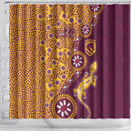 Brisbane Broncos NAIDOC Week 2026 Shower Curtain Aboriginal Lizard Dot Painting - 50 Years of Deadly