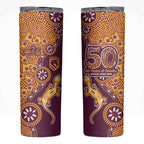 Brisbane Broncos NAIDOC Week 2026 Skinny Tumbler Aboriginal Lizard Dot Painting - 50 Years of Deadly