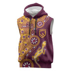 Brisbane Broncos NAIDOC Week 2026 Sleeveless Hoodie Aboriginal Lizard Dot Painting - 50 Years of Deadly