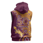 Brisbane Broncos NAIDOC Week 2026 Sleeveless Hoodie Aboriginal Lizard Dot Painting - 50 Years of Deadly