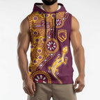 Brisbane Broncos NAIDOC Week 2026 Sleeveless Hoodie Aboriginal Lizard Dot Painting - 50 Years of Deadly