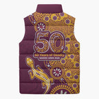 Brisbane Broncos NAIDOC Week 2026 Sleeveless Puffer Jacket Aboriginal Lizard Dot Painting - 50 Years of Deadly
