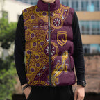 Brisbane Broncos NAIDOC Week 2026 Sleeveless Puffer Jacket Aboriginal Lizard Dot Painting - 50 Years of Deadly
