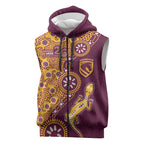 Brisbane Broncos NAIDOC Week 2026 Sleeveless Zip Hoodie Aboriginal Lizard Dot Painting - 50 Years of Deadly