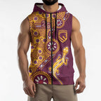 Brisbane Broncos NAIDOC Week 2026 Sleeveless Zip Hoodie Aboriginal Lizard Dot Painting - 50 Years of Deadly