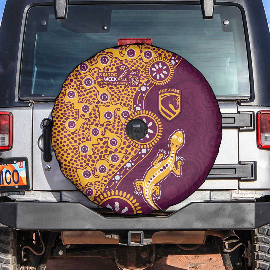 Brisbane Broncos NAIDOC Week 2026 Spare Tire Cover Aboriginal Lizard Dot Painting - 50 Years of Deadly