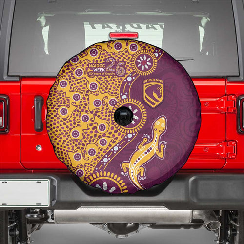 Brisbane Broncos NAIDOC Week 2026 Spare Tire Cover Aboriginal Lizard Dot Painting - 50 Years of Deadly