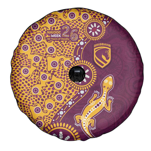 Brisbane Broncos NAIDOC Week 2026 Spare Tire Cover Aboriginal Lizard Dot Painting - 50 Years of Deadly