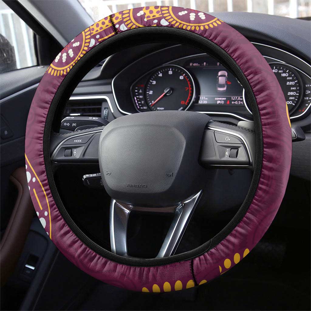 Brisbane Broncos NAIDOC Week 2026 Steering Wheel Cover Aboriginal Lizard Dot Painting - 50 Years of Deadly