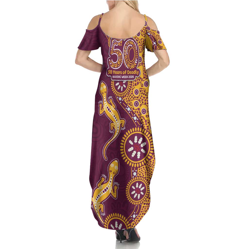 Brisbane Broncos NAIDOC Week 2026 Summer Maxi Dress Aboriginal Lizard Dot Painting - 50 Years of Deadly