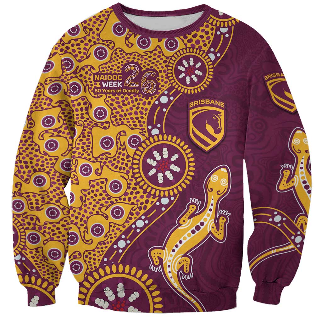 Brisbane Broncos NAIDOC Week 2026 Sweatshirt Aboriginal Lizard Dot Painting - 50 Years of Deadly