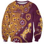 Brisbane Broncos NAIDOC Week 2026 Sweatshirt Aboriginal Lizard Dot Painting - 50 Years of Deadly
