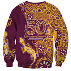 Brisbane Broncos NAIDOC Week 2026 Sweatshirt Aboriginal Lizard Dot Painting - 50 Years of Deadly