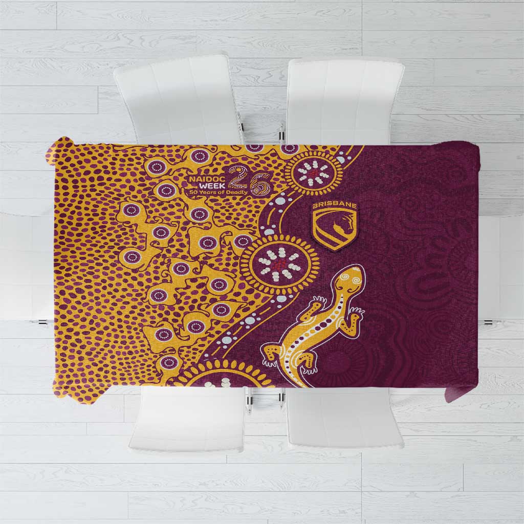 Brisbane Broncos NAIDOC Week 2026 Tablecloth Aboriginal Lizard Dot Painting - 50 Years of Deadly