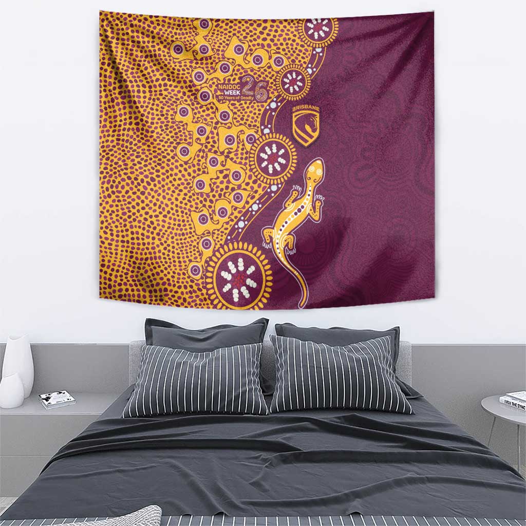 Brisbane Broncos NAIDOC Week 2026 Tapestry Aboriginal Lizard Dot Painting - 50 Years of Deadly