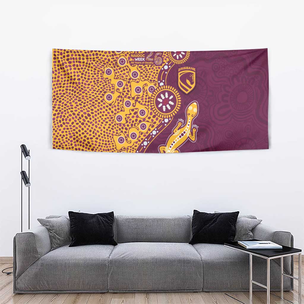 Brisbane Broncos NAIDOC Week 2026 Tapestry Aboriginal Lizard Dot Painting - 50 Years of Deadly