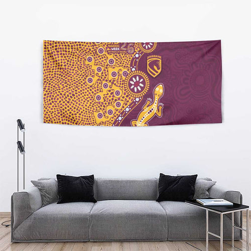 Brisbane Broncos NAIDOC Week 2026 Tapestry Aboriginal Lizard Dot Painting - 50 Years of Deadly