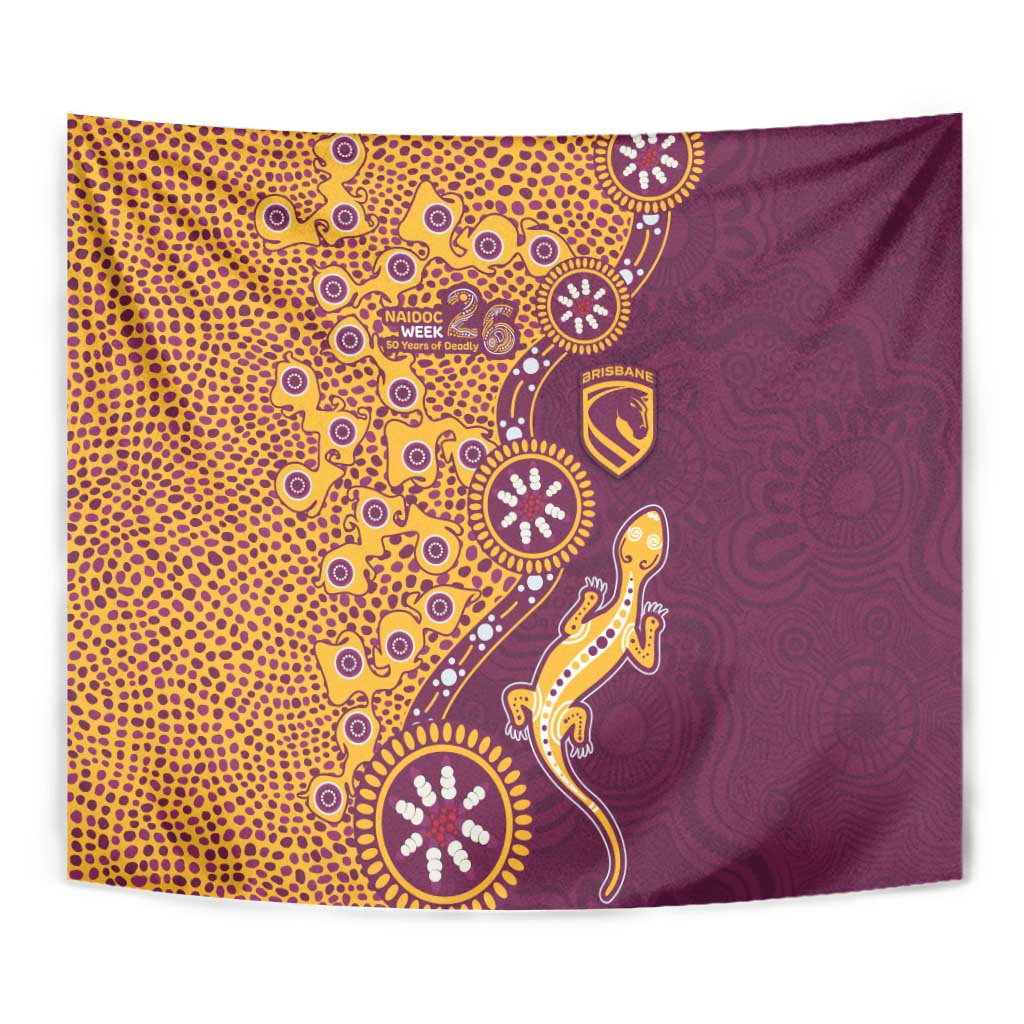 Brisbane Broncos NAIDOC Week 2026 Tapestry Aboriginal Lizard Dot Painting - 50 Years of Deadly