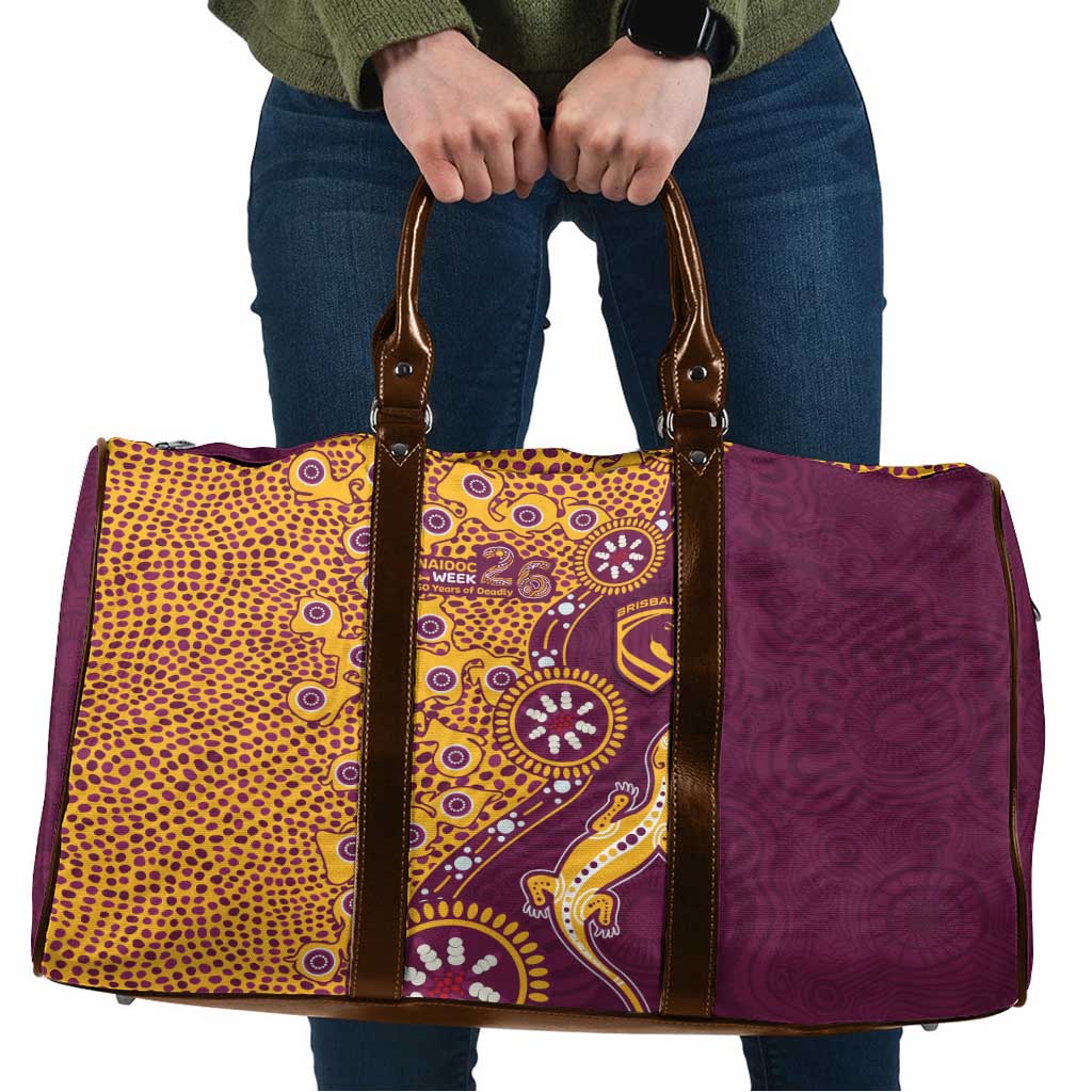 Brisbane Broncos NAIDOC Week 2026 Travel Bag Aboriginal Lizard Dot Painting - 50 Years of Deadly