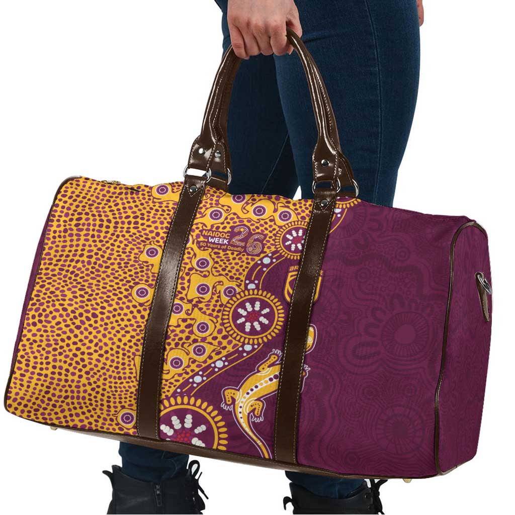 Brisbane Broncos NAIDOC Week 2026 Travel Bag Aboriginal Lizard Dot Painting - 50 Years of Deadly