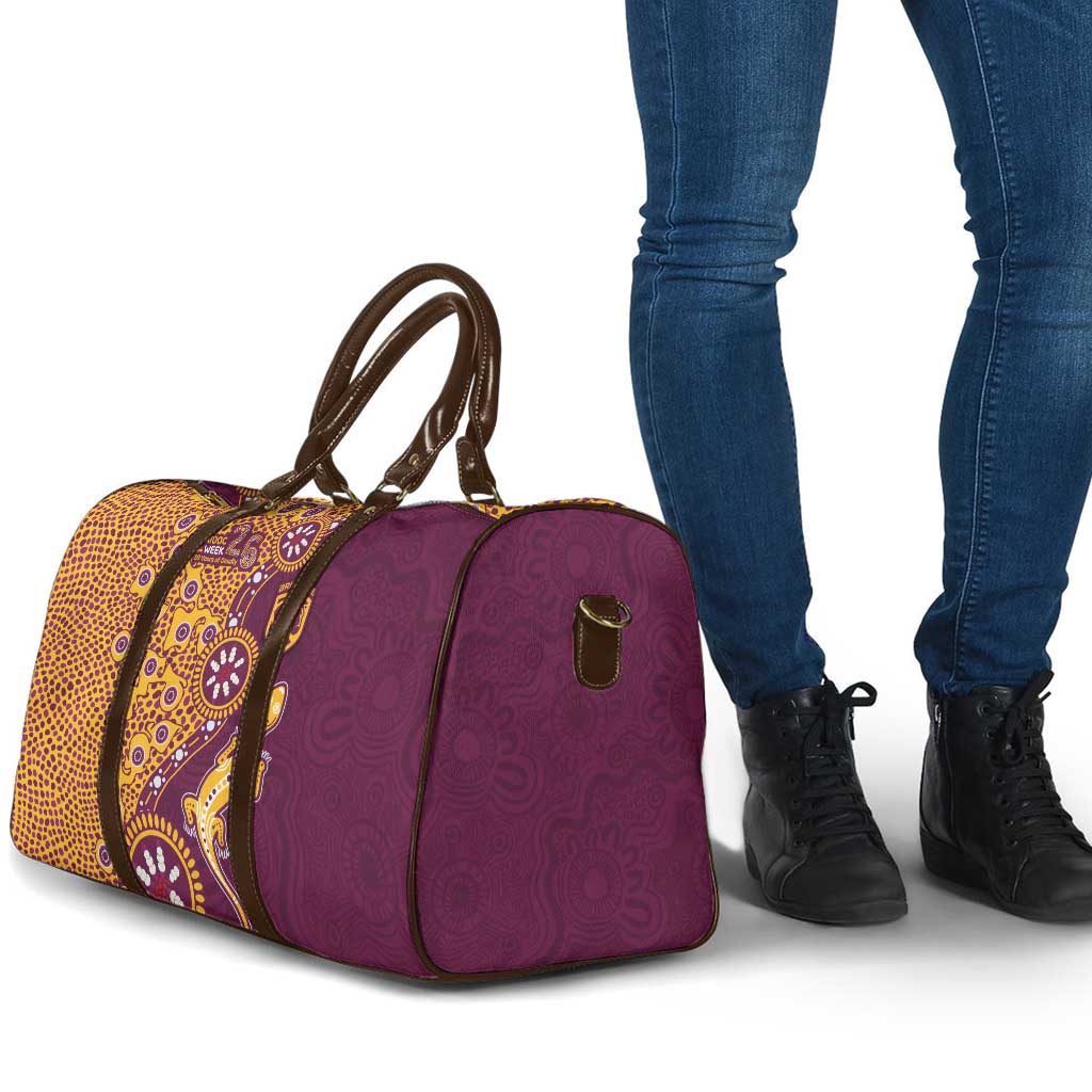 Brisbane Broncos NAIDOC Week 2026 Travel Bag Aboriginal Lizard Dot Painting - 50 Years of Deadly