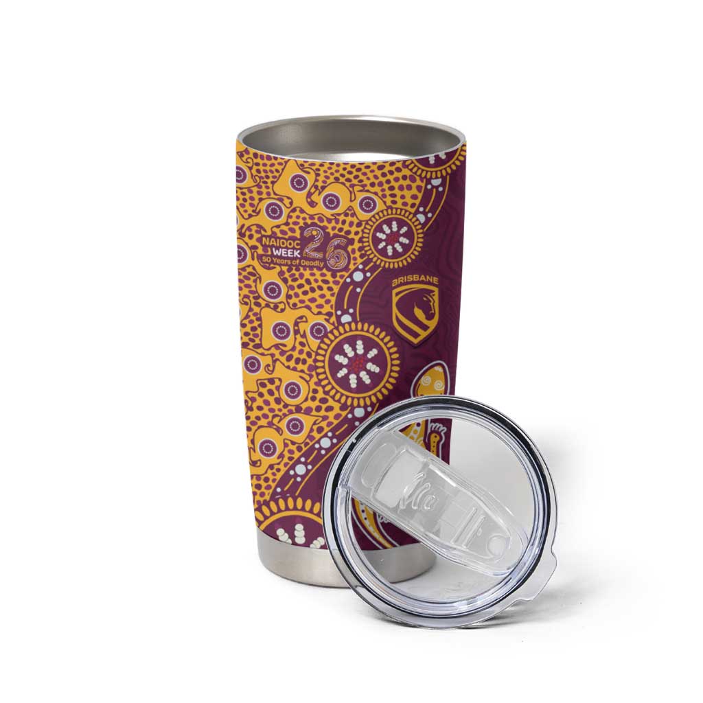 Brisbane Broncos NAIDOC Week 2026 Tumbler Cup Aboriginal Lizard Dot Painting - 50 Years of Deadly