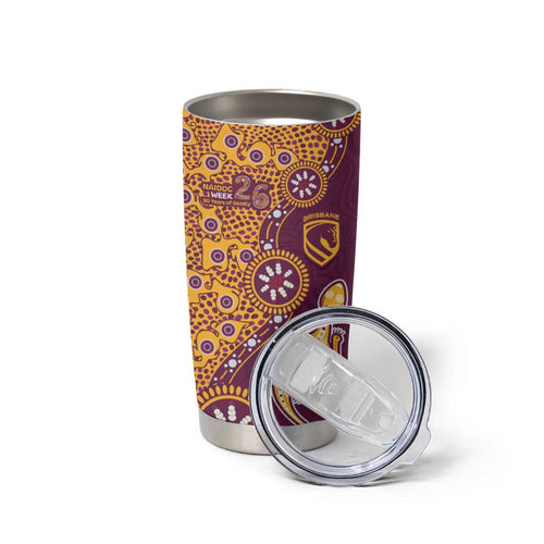Brisbane Broncos NAIDOC Week 2026 Tumbler Cup Aboriginal Lizard Dot Painting - 50 Years of Deadly