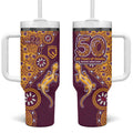 Brisbane Broncos NAIDOC Week 2026 Tumbler With Handle Aboriginal Lizard Dot Painting - 50 Years of Deadly
